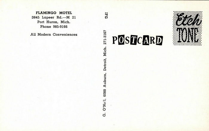 Flamingo Motel - Old Postcard (newer photo)